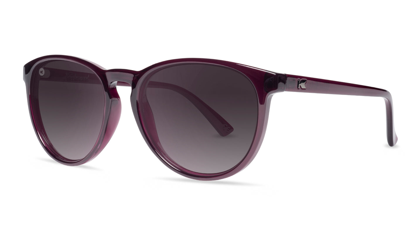 Sunglasses with Purple Frames and Polarized Smoke Gradient Lenses,Threequarter