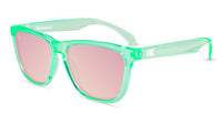 Sunglasses with Green Frame and Polarized Pink Lenses, Flyover