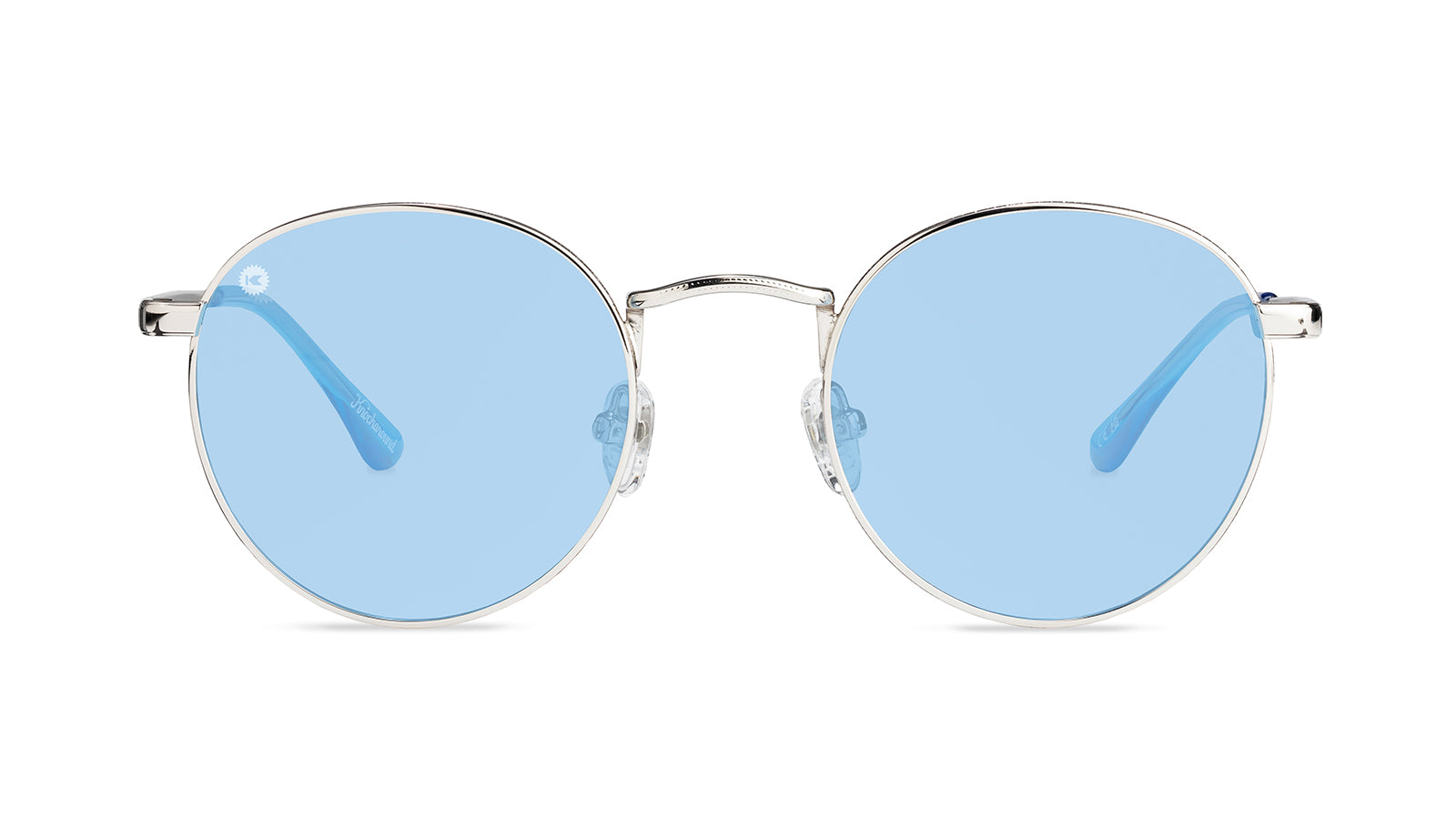 Love & Haights Sunglasses with Silver Frames and Polarized Blue Lenses, Front