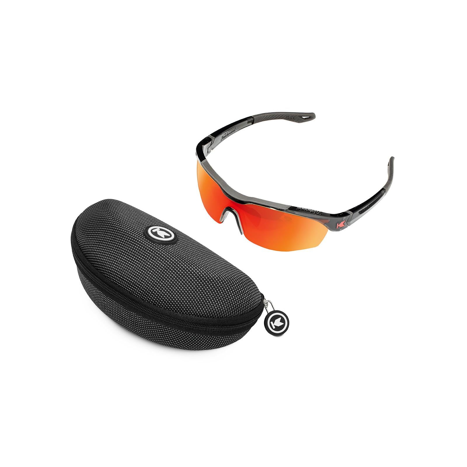 Grey Wraparound Sport Sunglasses w/ a Non-Polarized Orange Shield Lens
