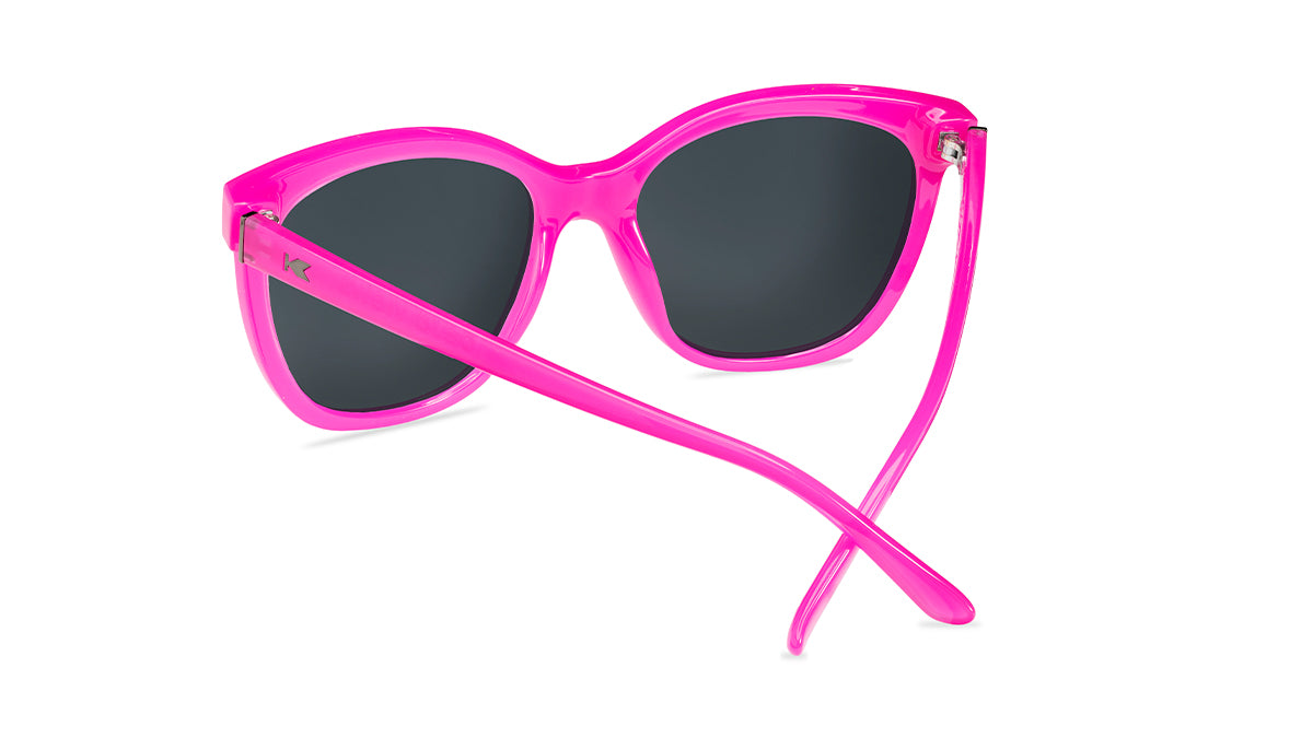 Sunglasses with Malibu Pink Frames and Polarized Smoke Lenses, Back