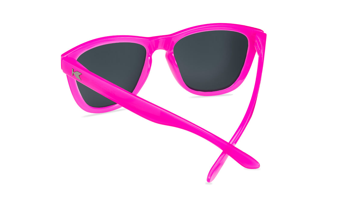Sunglasses with Malibu Pink Frames and Polarized Smoke Lenses, Back