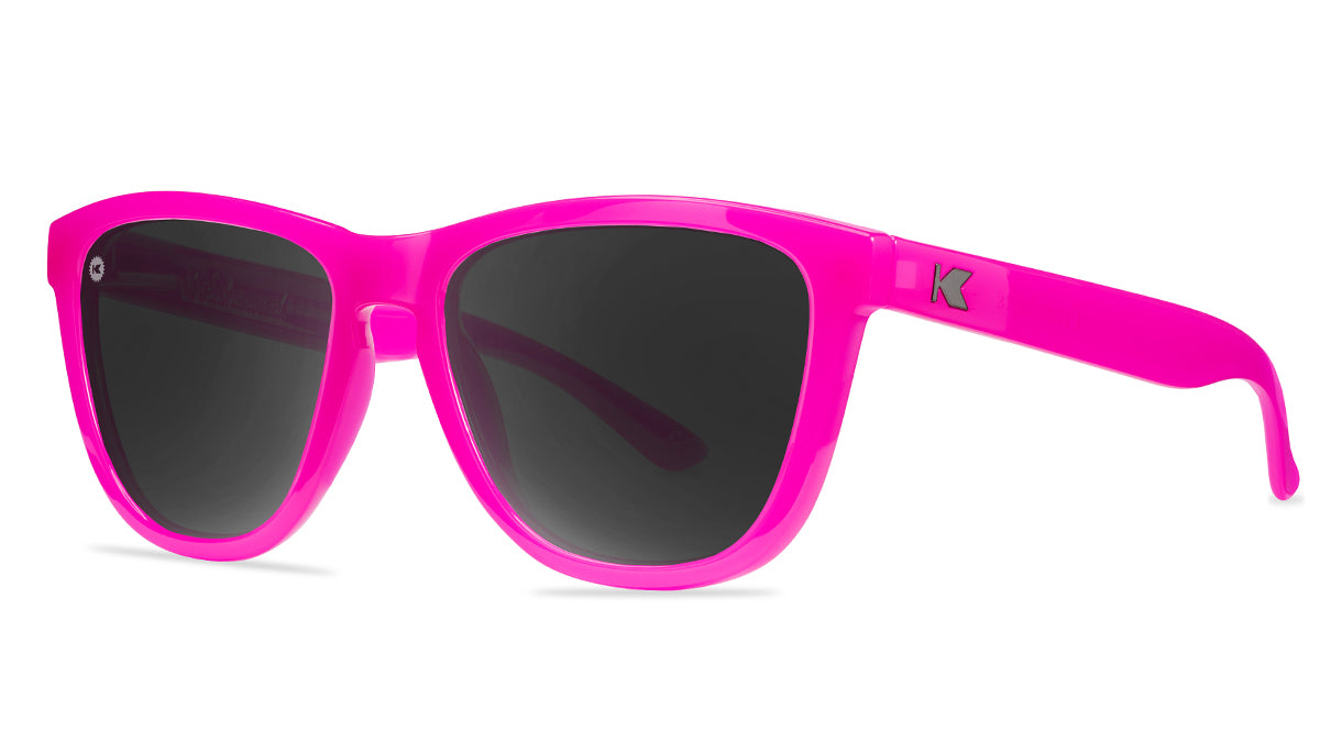 Sunglasses with Malibu Pink Frames and Polarized Smoke Lenses, Threequarter