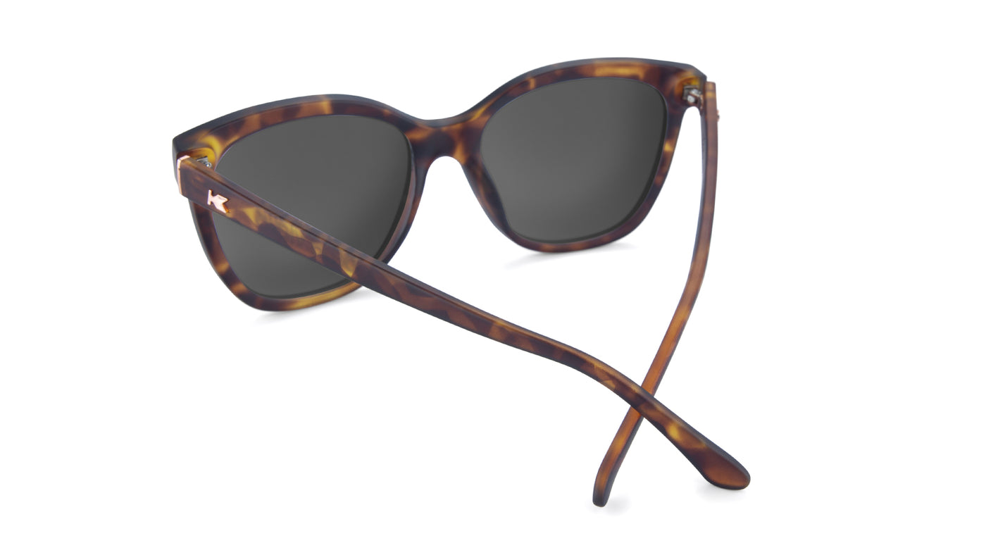Sunglasses with Matte Tortoise Shell Frames and Polarized Rose Gold Lenses, Back