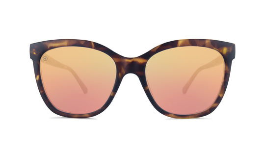 Sunglasses with Matte Tortoise Shell Frames and Polarized Rose Gold Lenses, Front