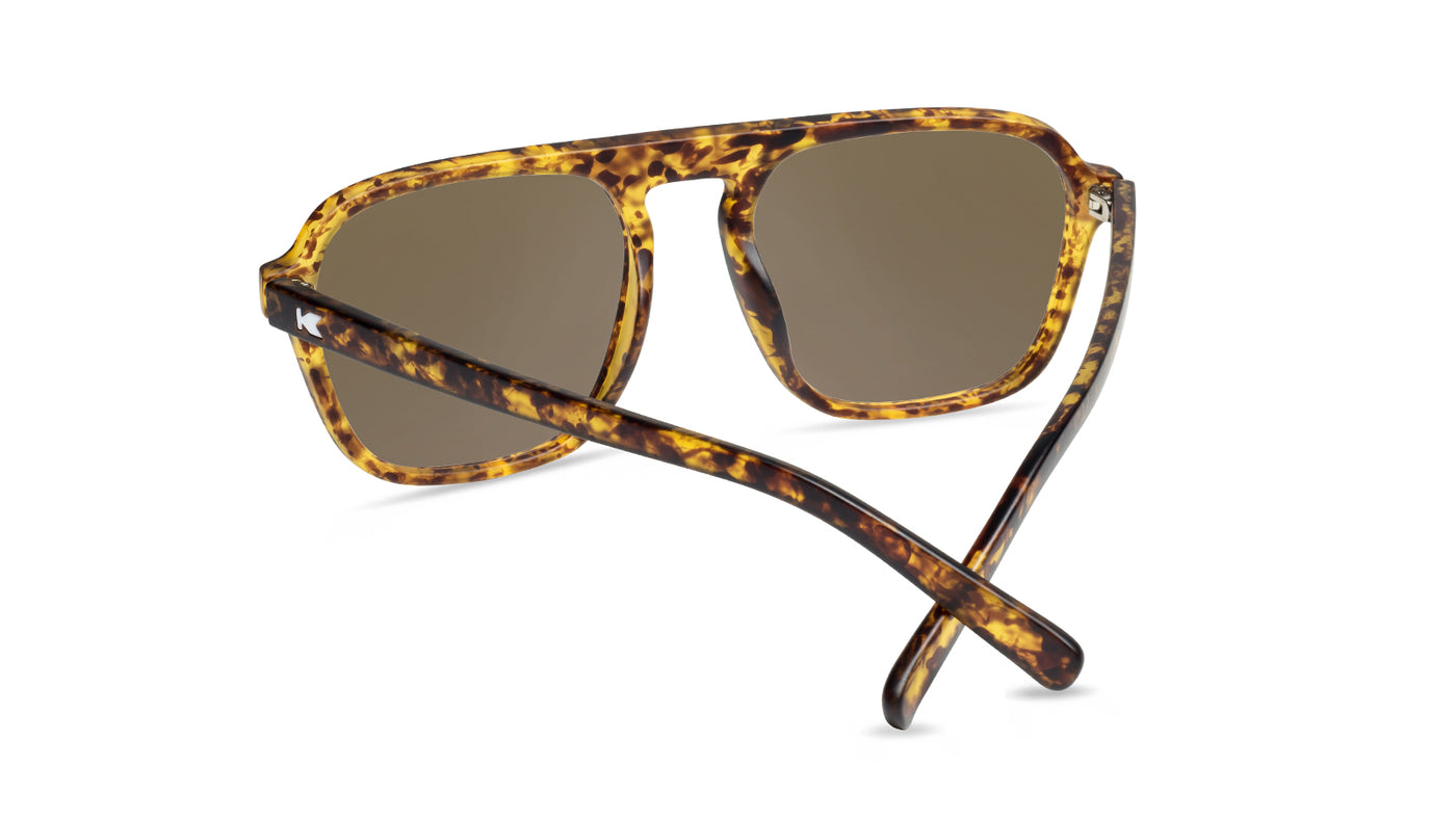Sunglasses with Matte Tortoise Frames and Polarized Amber Lenses, Back