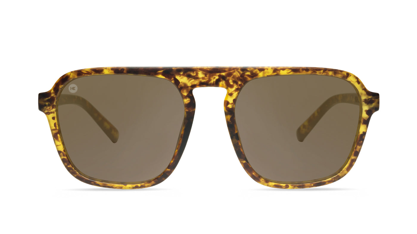 Sunglasses with Matte Tortoise Frames and Polarized Amber Lenses, Front