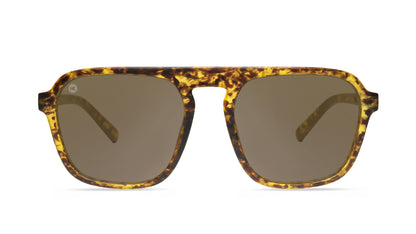 Sunglasses with Matte Tortoise Frames and Polarized Amber Lenses, Front