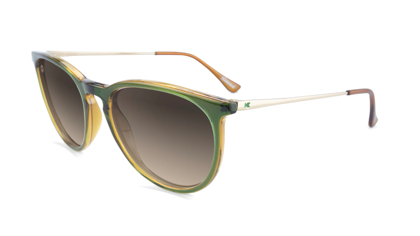 Sunglasses Green Frame and Polarized Amber Lenses, Flyover