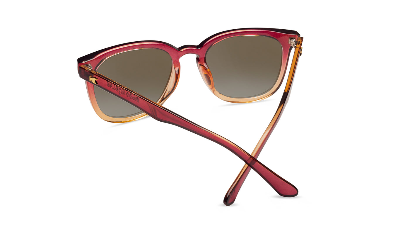 Sunglasses with Raspberry and Creme Beige Frames with Polarized Amber Lenses, Back