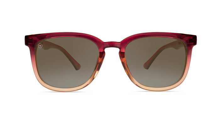 Sunglasses with Raspberry and Creme Beige Frames with Polarized Amber Lenses, Fromt