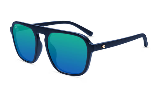 Sunglasses with Blue Frames and Polarized Green Lenses, Flyover