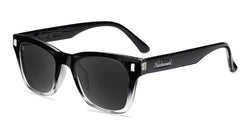Sunglasses with Glossy Black Frames and Polarized Smoke Lenses, Flyover