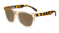 Sunglasses With Clear Tan Fronts, Tortoise Shell Arms and Polarized Amber Lenses, Flyover