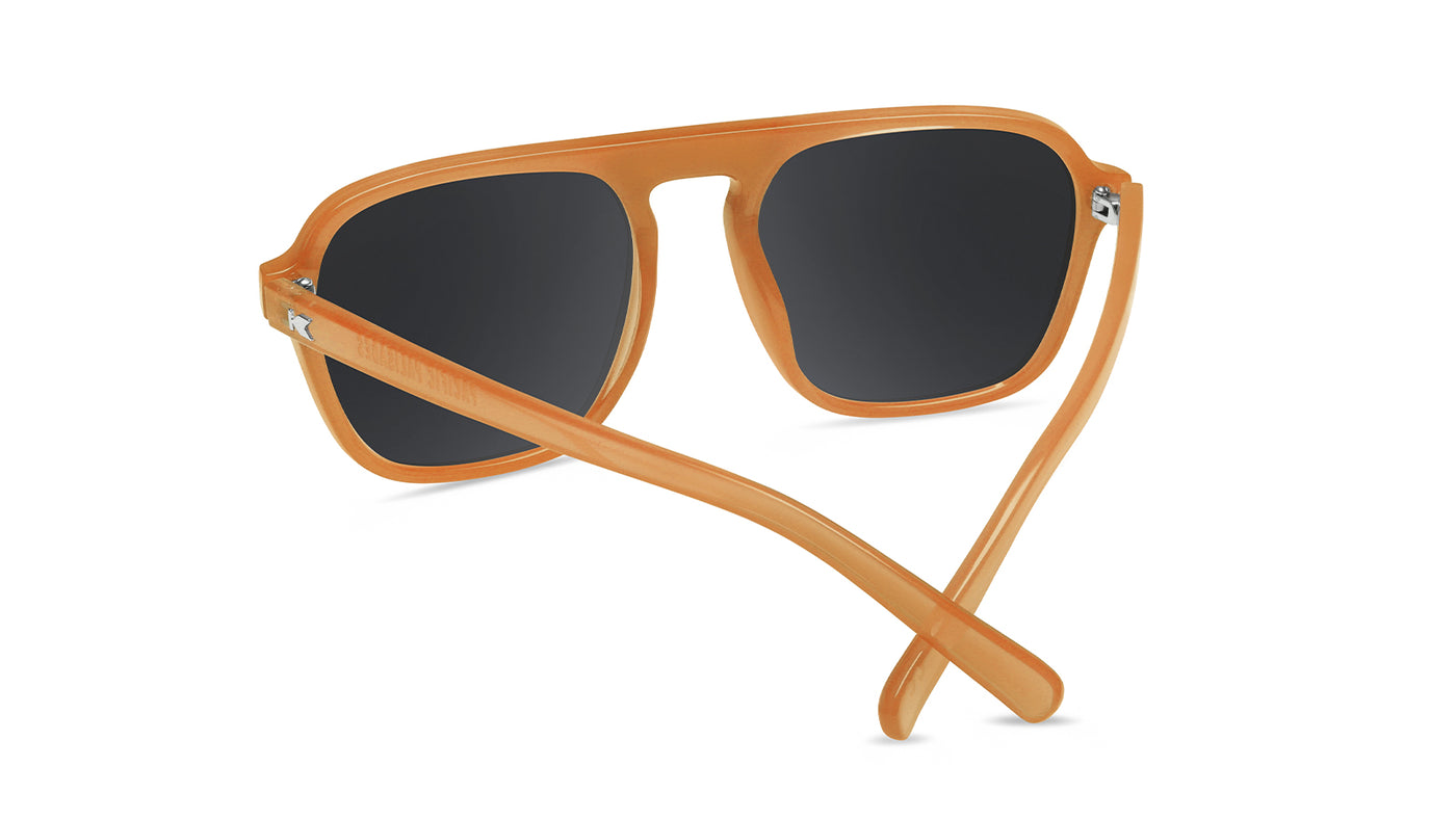 Sunglasses with Orange Frames and Polarized Green Lenses, Back