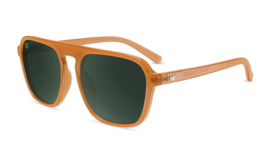 Sunglasses with Orange Frames and Polarized Green Lenses, Flyover