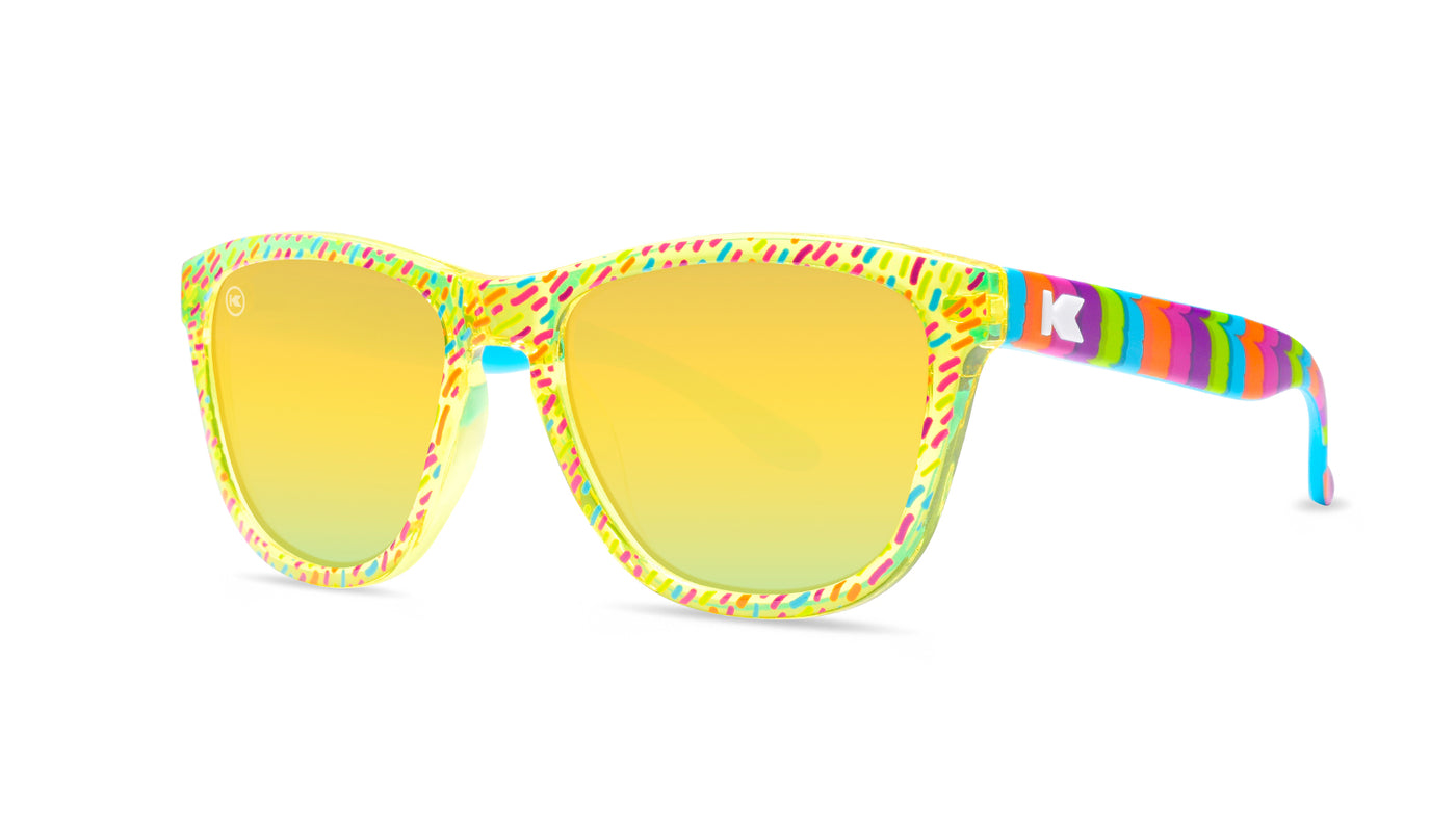 Kids Sunglasses with Multicolor Frame and Polarized Yellow Lenses, Threequarter