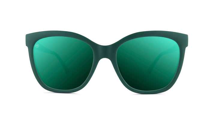 Sunglasses with Green Frames and Polarized Green Lenses, Front