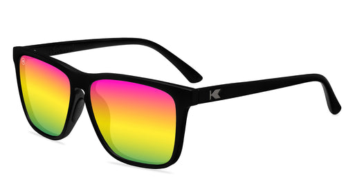 Rainbow on Black Fast Lanes Sport Sunglasses, Flyover