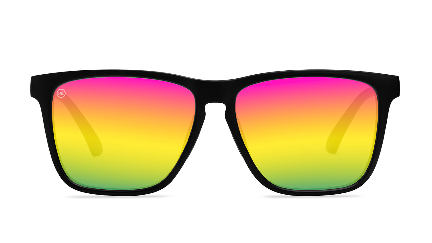 Rainbow on Black Fast Lanes Sport Sunglasses, Front