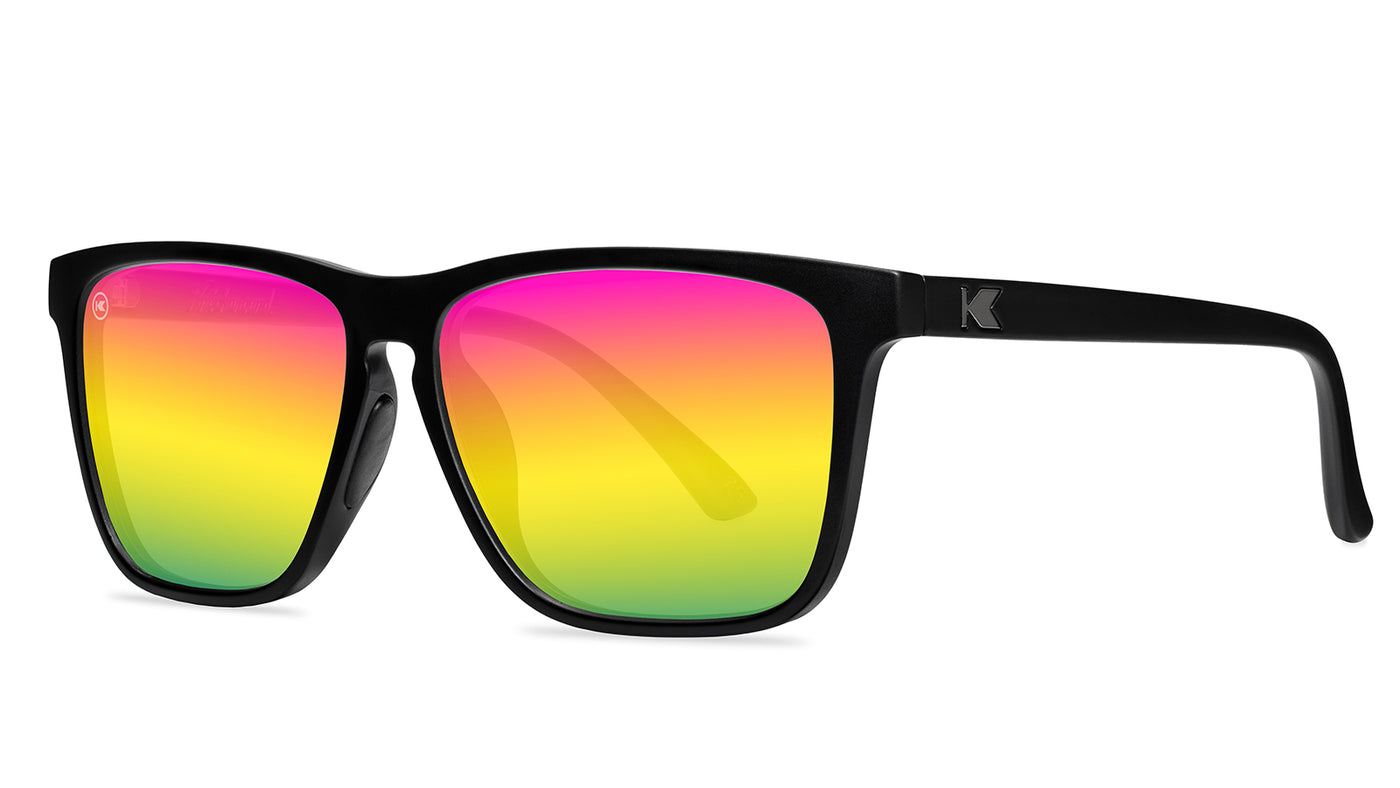 Rainbow on Black Fast Lanes Sport Sunglasses, Threequarter