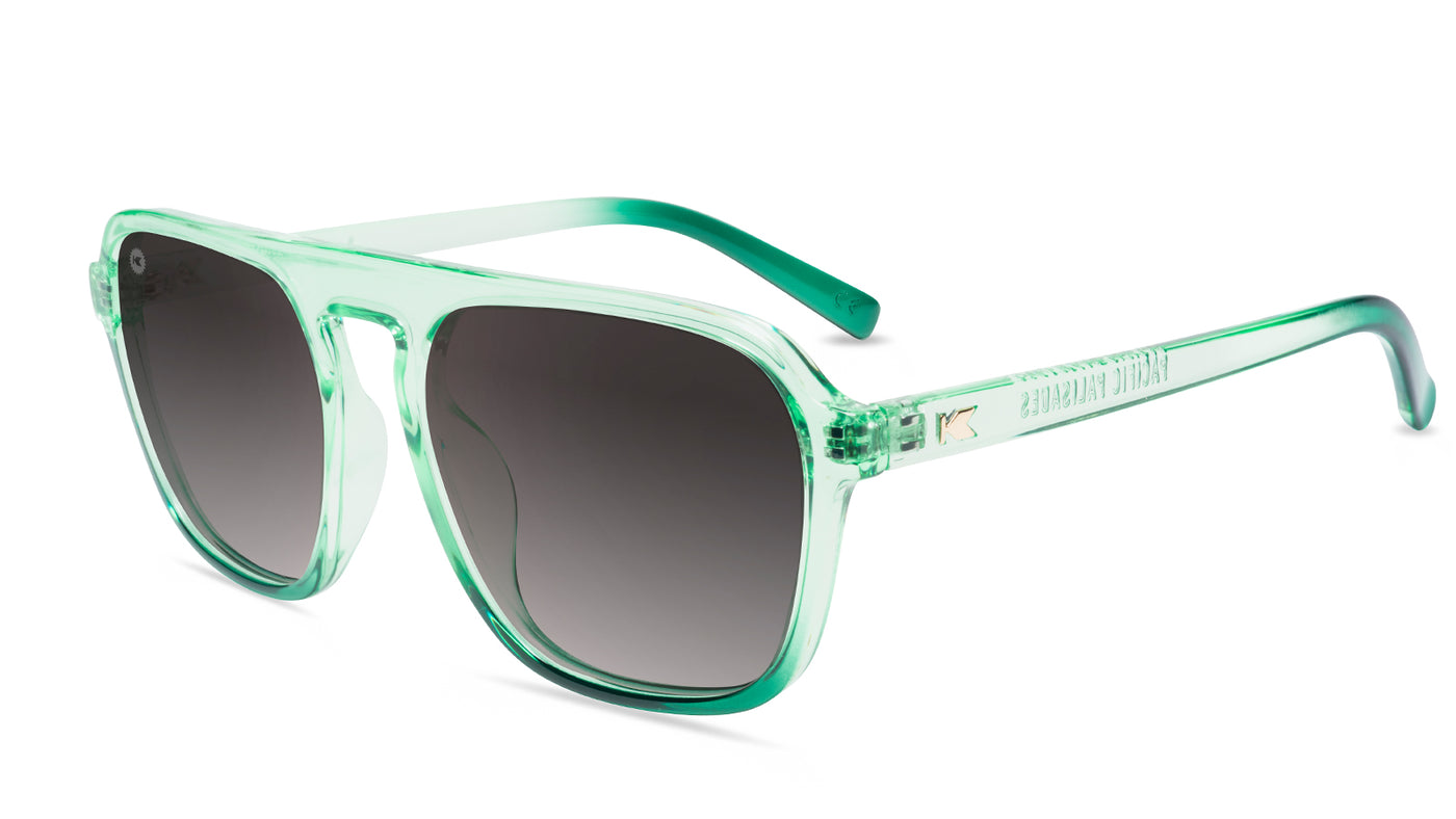 Sunglasses with Green Ombre Fade Frames and Polarized Amber Gradient Lenses, Flyover