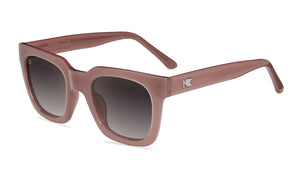 Sunglasses with Rose Latte Frames and Polarized Amber Gradient Lenses, Flyover