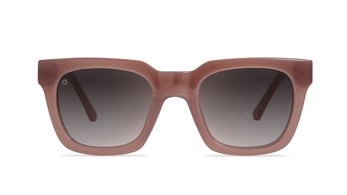 Sunglasses with Rose Latte Frames and Polarized Amber Gradient Lenses, Front