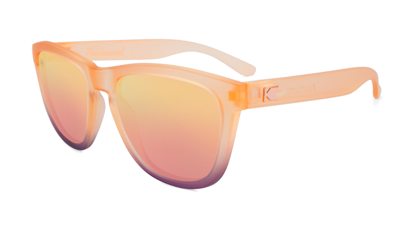 Sunglasses with Rose Quartz Frame and Polarized Rose Lenses, Flyover