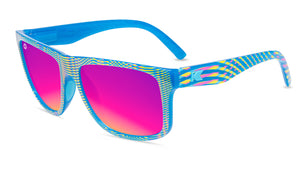 Sunglasses with Blue Frames and Polarized Pink Sunset Lenses, Flyover