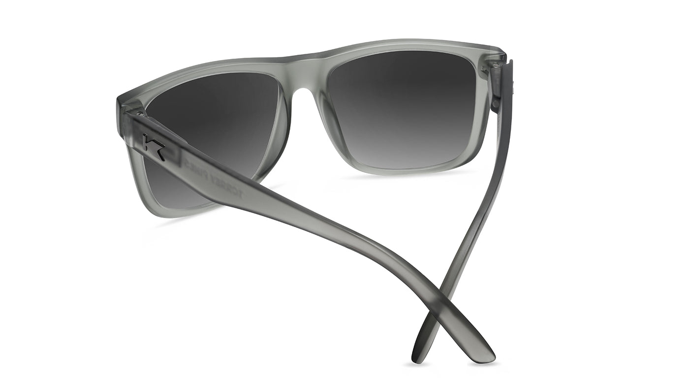 Sunglasses with Frosted Grey Frames and Polarized Black Smoke Lenses, Back