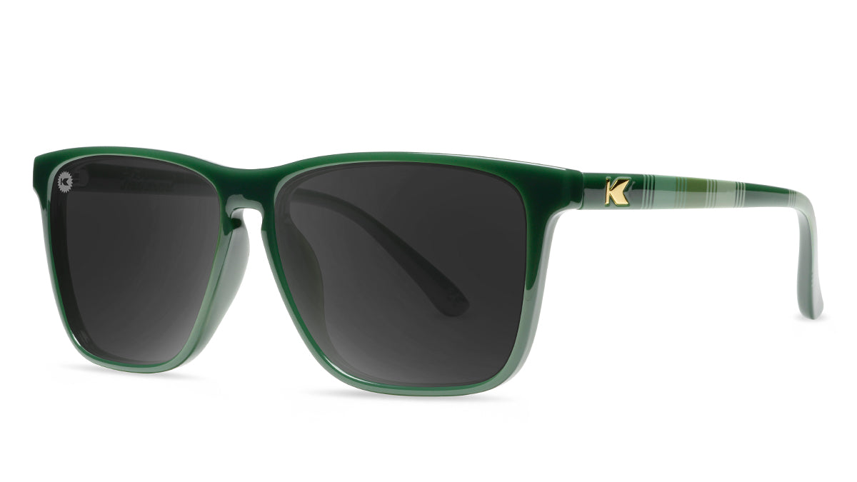 Sunglasses with Forest Green frames and Polarized Smoke Lenses, Threequarter