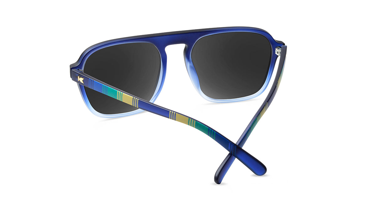 Sunglasses with Blue Frame and accent stripping with Polarized Blue Lenses, Back