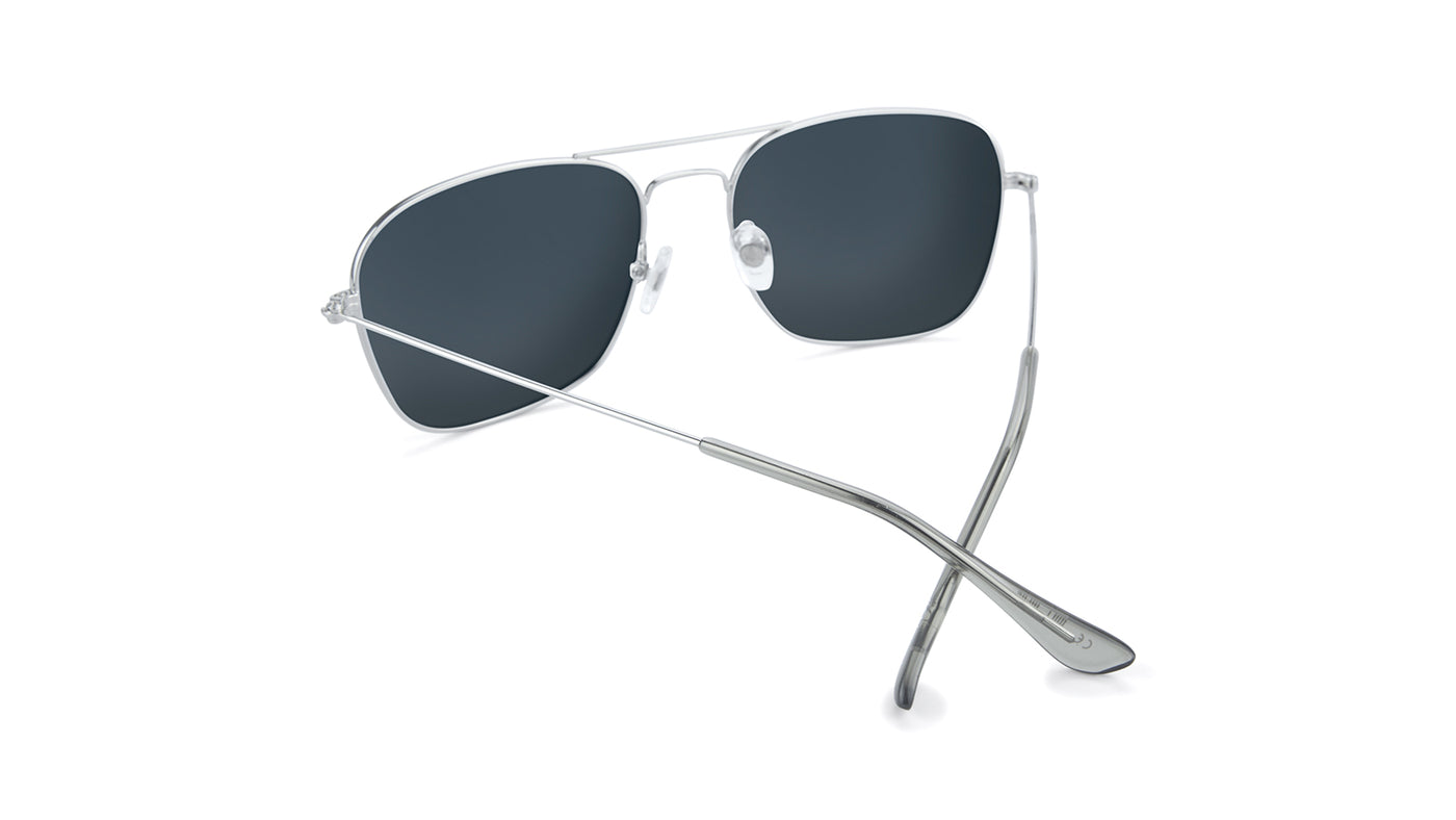 Sunglasses with Silver Metal Frame and Polarized Silver Smoke Lenses, Back
