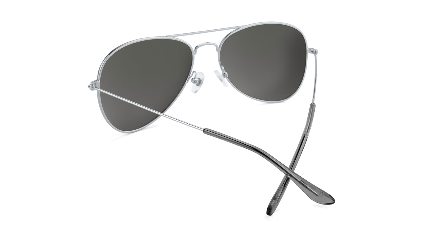 Sunglasses with Silver Metal Frame and Polarized Silver Smoke Lenses, Back