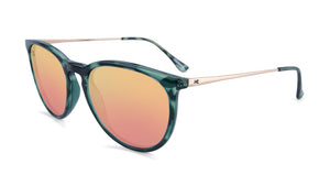 Sunglasses with Slate Tortoise Shell Frame and Polarized Pink Lenses, Flyover