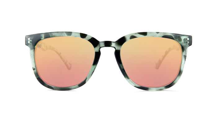 Sunglasses with Slate Tortoise Frames and Polarized Rose Gold Lenses, Front