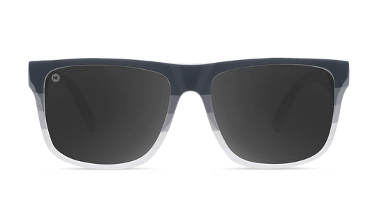 Sunglasses with Smokeset-inspired frames and polarized black smoke lenses, Front