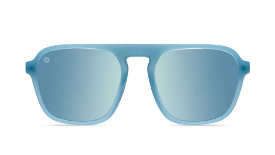 Sunglasses with Blue Frames and Polarized Blue Lenses, Front