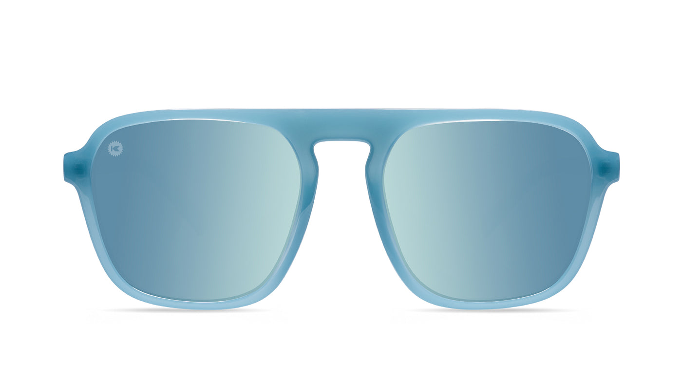 Sunglasses with Blue Frames and Polarized Blue Lenses, Front