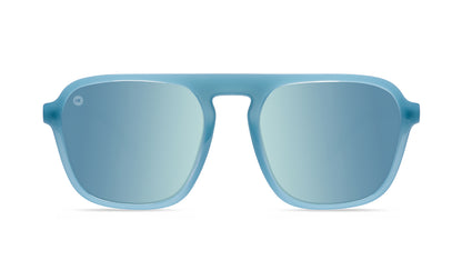Sunglasses with Blue Frames and Polarized Blue Lenses, Front
