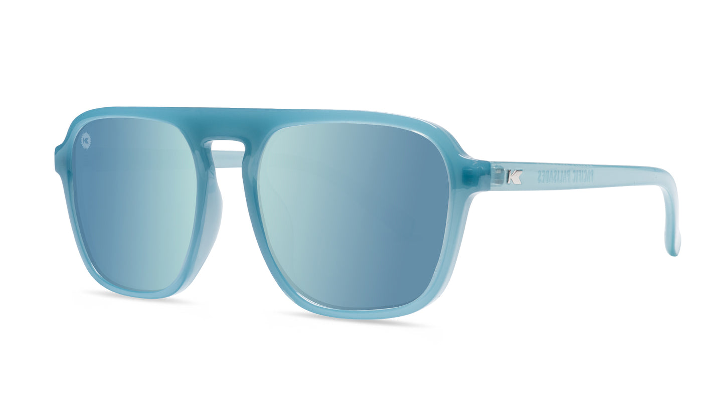Sunglasses with Blue Frames and Polarized Blue Lenses, Threequarter