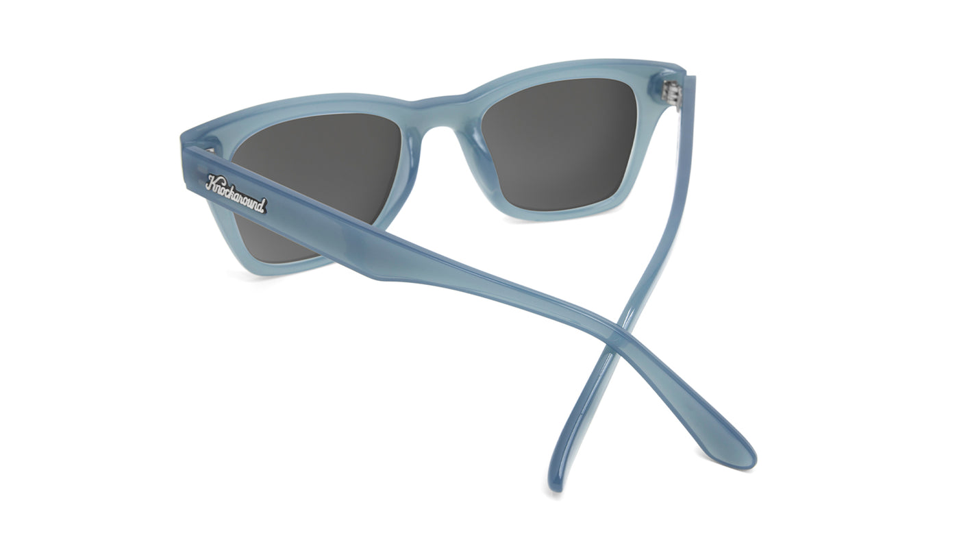 Sunglasses with Glossy Stormy Blue Frames and Polarized Sky Blue Lenses, Back