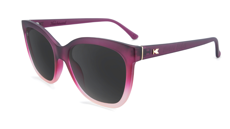 Gradient purple sunglasses with black smoke lenses