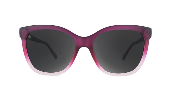 Sunglasses with Rose to White Fade Frames and Polarized Smoke Lenses, Front
