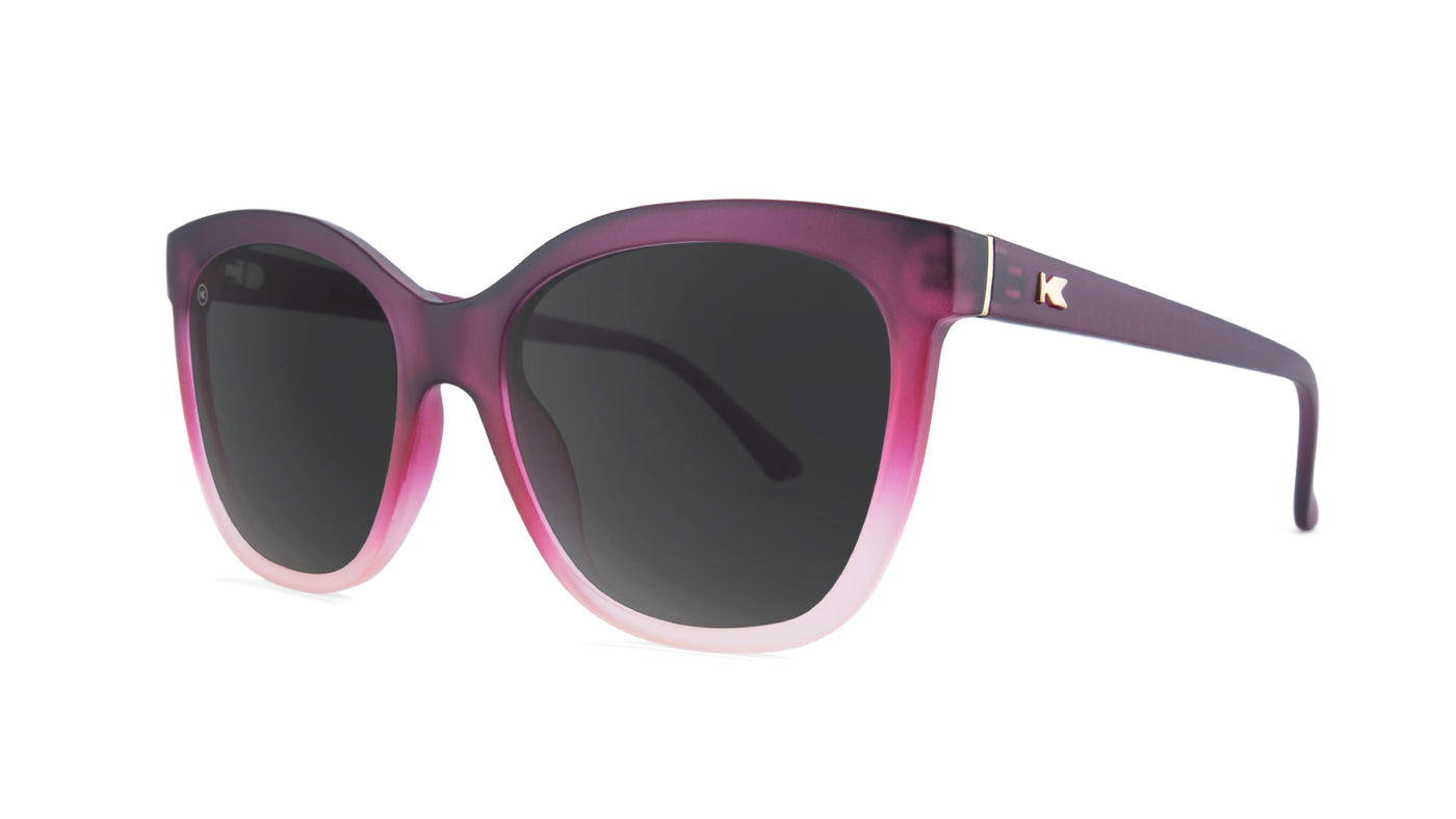 Sunglasses with Rose to White Fade Frames and Polarized Smoke Lenses,  Threequarter