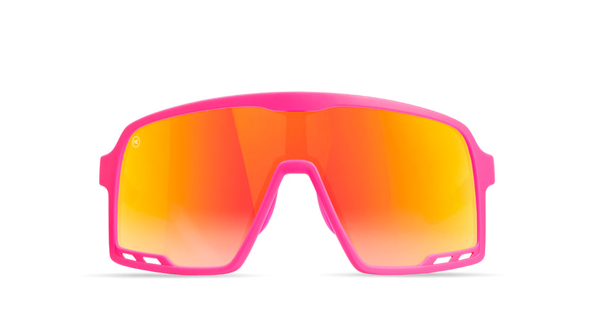 Kids Sunglasses with Hot Pink Frames and Red Sunset Lenses, Front