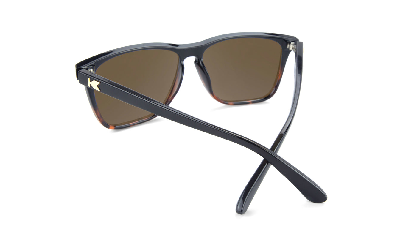 Sunglasses with Glossy Black Frames and Polarized Amber Lenses,  Back