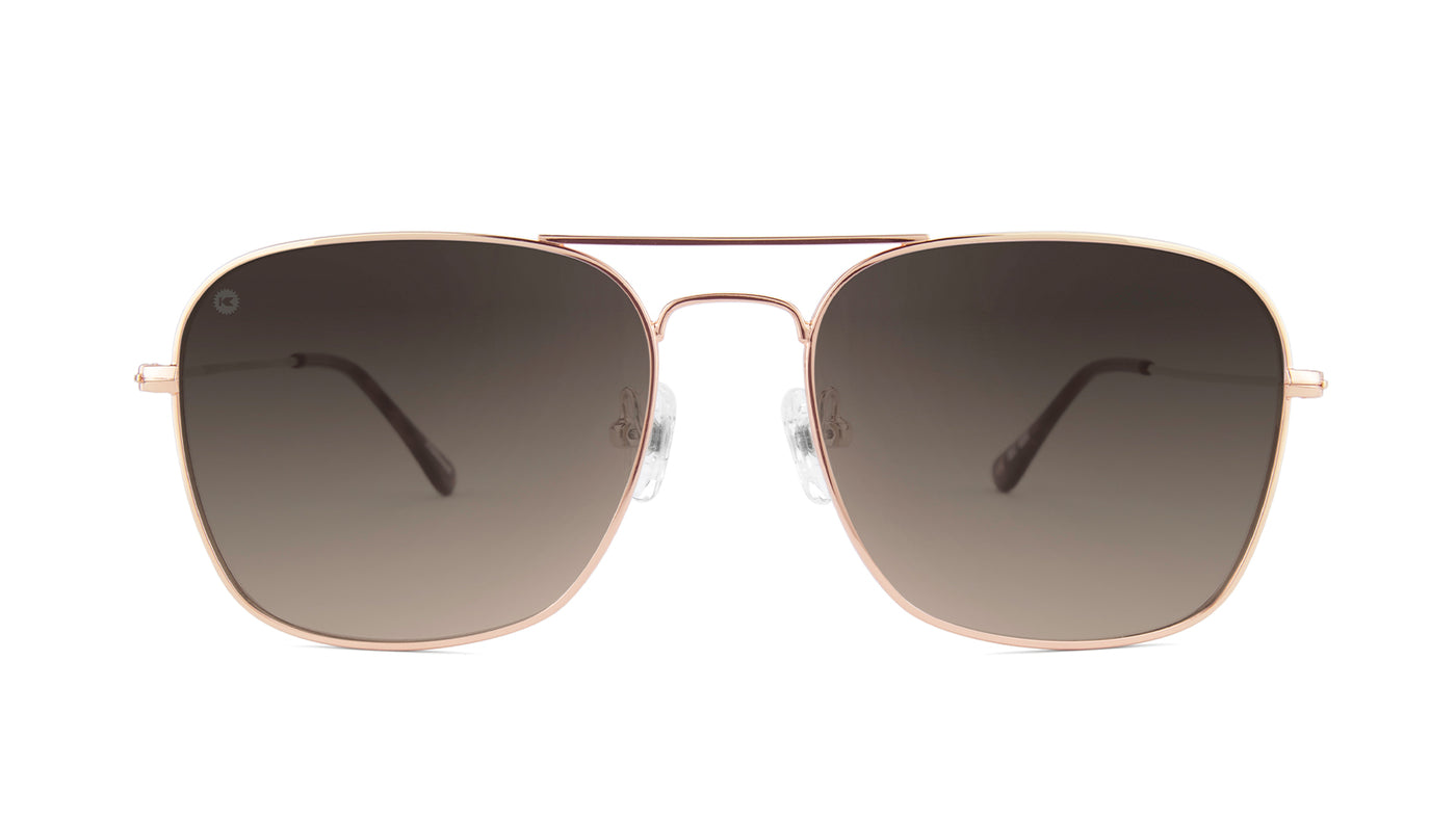 Sunglasses with Rose Gold Frame and Polarized Amber Gradient Lenses, Front
