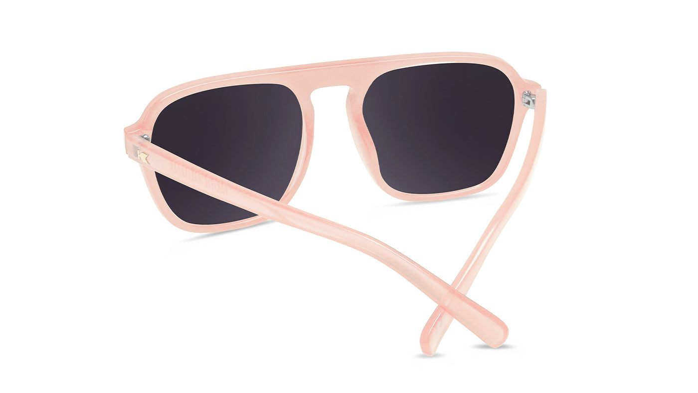 Sunglasses with Pink Frames and Polarized Smoke Gradient Lenses, Back